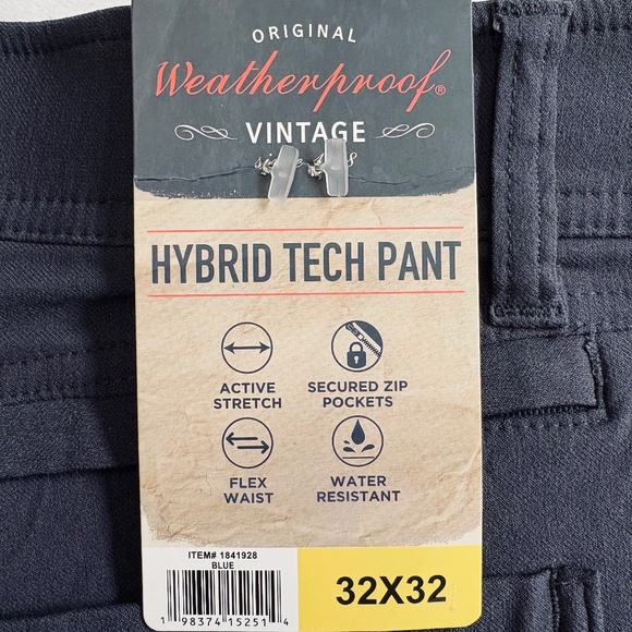 Weatherproof Vintage 32x32 Men's Hybrid Tech Pants, Blue NWT - Picture 6 of 15